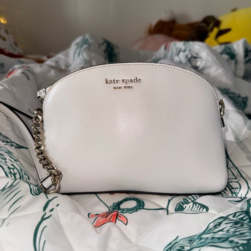 kate spade Ivory Crossbody Bag with Silver Chain